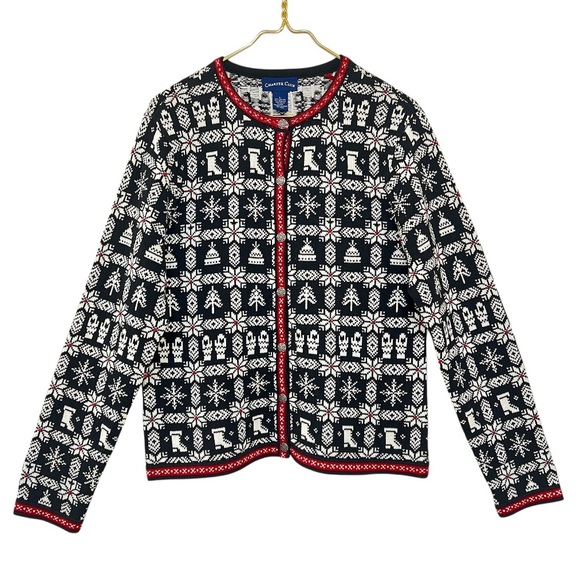 Charter Club Sweaters - Charter Club Holiday Cardigan Sweater Snowflake Winter Print Button Front